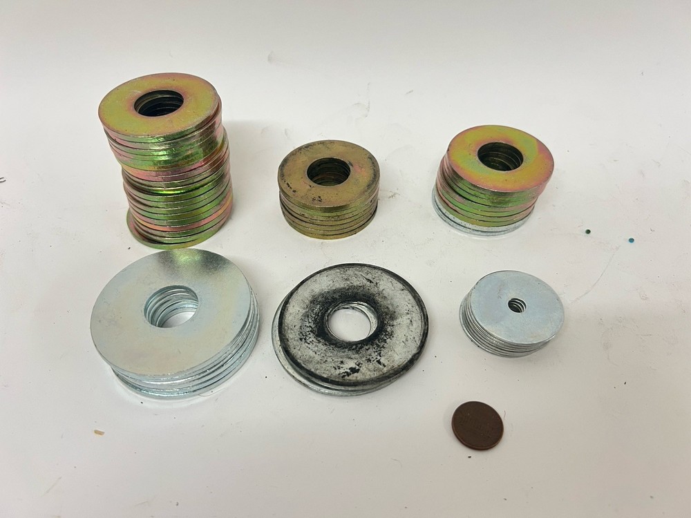 Large Heavy Duty Steel Spacer Washer Shim Lot Assorted Sizes Zinc Coated