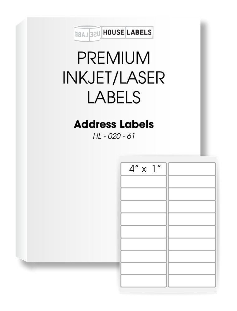 200 Sheets 4000 Labels 1 x 4 Fast Peel White Address Mailing Labels 20 UP