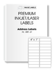 200 Sheets 4000 Labels 1 x 4 Fast Peel White Address Mailing Labels 20 UP