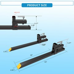 1500lbs 43″ Pallet Forks Clamp on Loader Bucket Skidsteer Tractor Backhoe Fork