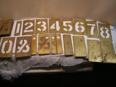 Vintage CH Hanson 45 Brass Stencils 4” Letters Numbers +Punctuation with OLD Box