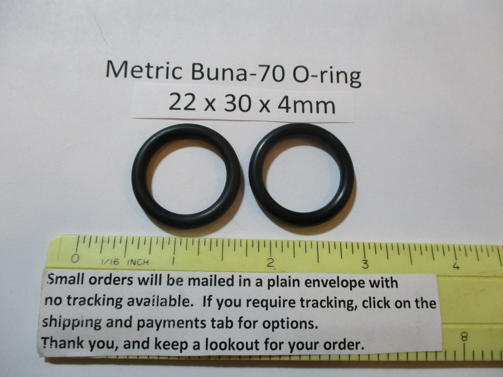 22mm ID x 30mm OD x 4mm thick O-ring. Buna-70. Quan 2.