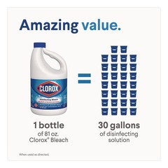 Clorox 32263 81 oz. Bottle Concentrated Regular Disinfecting Bleach (6/CT) New
