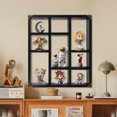 MITREL 17.7×15.7-Inch Shadow Box Shelf 9-Slot Rustic 1 PCS, 9c-classic Black