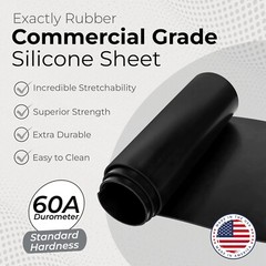 Black Silicone Rubber Sheet 60A 1/16 x 36 x 18 Inch Made in USA Gasket Material