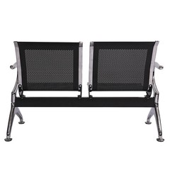 2-Seat Airport Waiting Chair Clinic Bench Office Reception Room Salon Black
