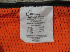 ORR HIGH VISIBILITY OANGE REFLECTIVE STRIPES SAFETY 1 VEST TYPE R CL 2 NOT FR R