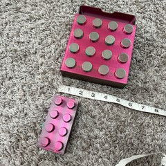 3D Printed Building Block Desk Organizer Set Pink Green Iridescent Drawer Tape