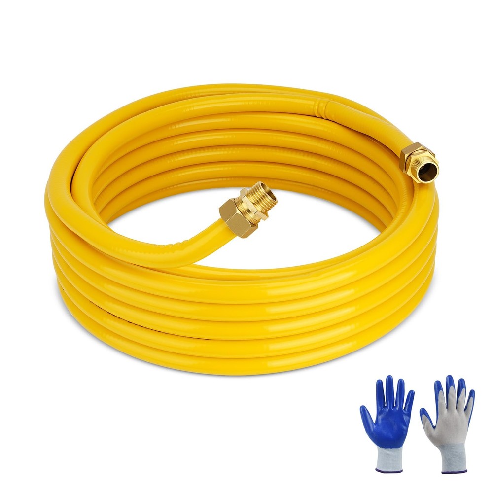 38ft 1/2″ Flexible Gas Line CSST Stainless Steel Pipe Kit with 2 Male Adapters