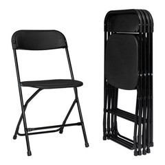 12PCS Folding Plastic Chair Wedding Party Outdoor Indoor 360LBS Capacity Black
