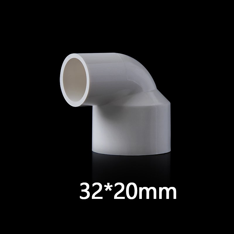 PVC White Reducing Fitting 90° Elbow Reducer Connector Socket Coupling 20~110mm