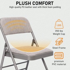 16 Pack Padded Metal Folding Chairs Grey Fabric 350lb Wedding Office Church