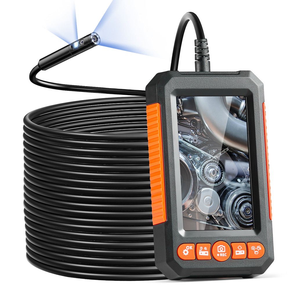 VEVOR Endoscope Camera with Lights Dual Lens Borescope 49.2FT Cable 4.3″ Screen