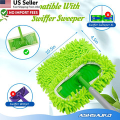Ashsajkd 4Pcs Reusable Microfiber Mop Pads Swiffer Sweeper Dry Wet Refills FROM