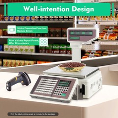 New Commercial Digital Price Computing Scale 66Lbs with Label Barcode Printer