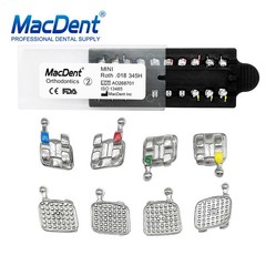 1-50X MacDent Dental Ortho Monoblock Brackets Braces Mini Roth .018 3-4-5 Hooks