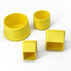 Yellow PVC Soft Rubber End Caps Chair Table Feet Ferrules Pipe Tubing Cover