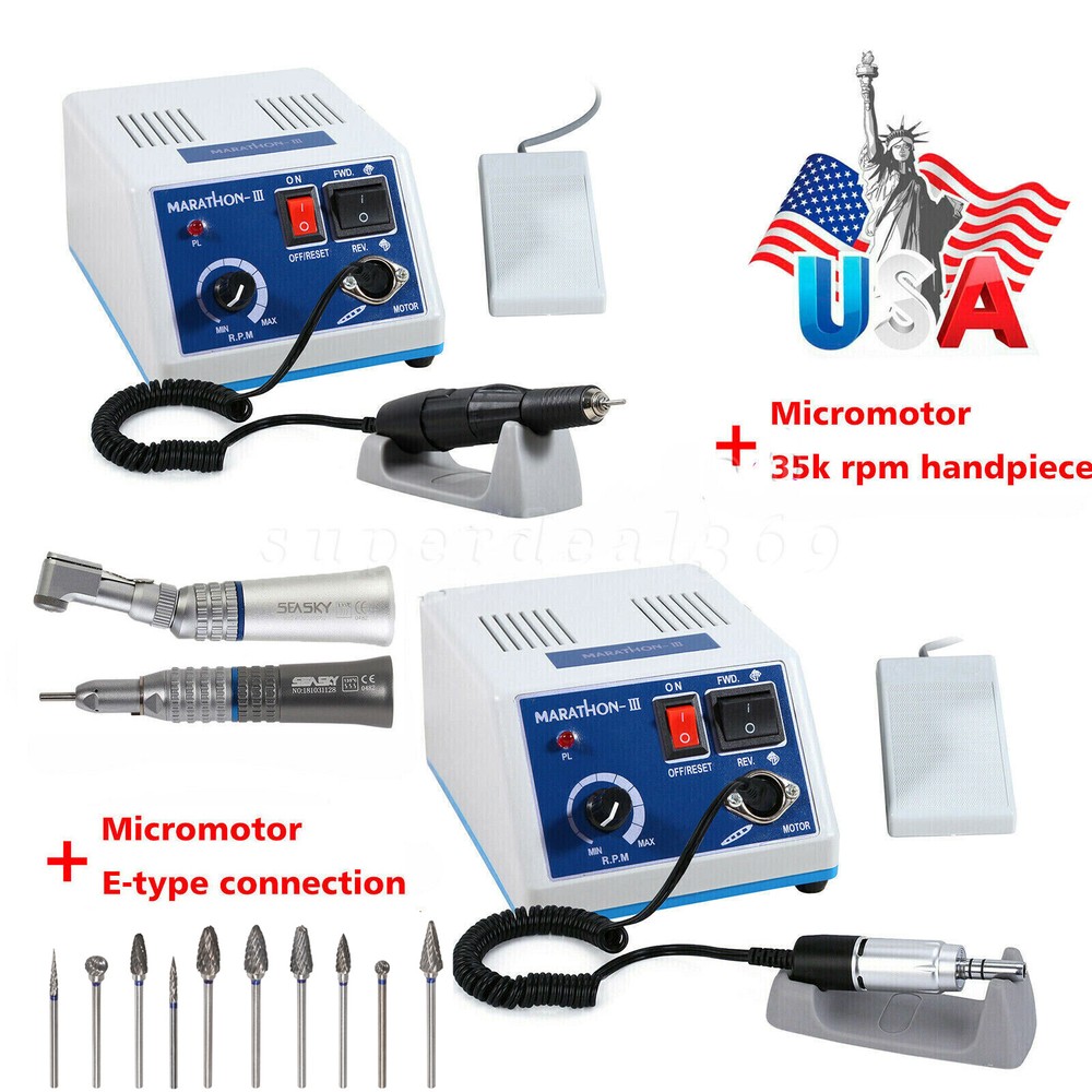 Dental Lab Marathon III Micromotor Polishing N3 /35K RPM Handpiece /Burs kit ns