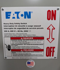 🤪 EATON 200 AMP NON FUSED SAFETY SWITCH 600 VAC 3Ø 150 HP DH364UGK