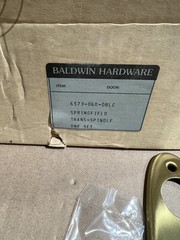 Baldwin 6573-060-DBLC Entry Trim Set Satin Brass/Brown Double Lock Cylinder NOS