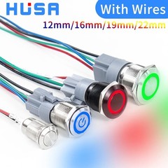 16mm 12V LED ON OFF Waterproof Stainless Steel Latching Push Button Power Switch