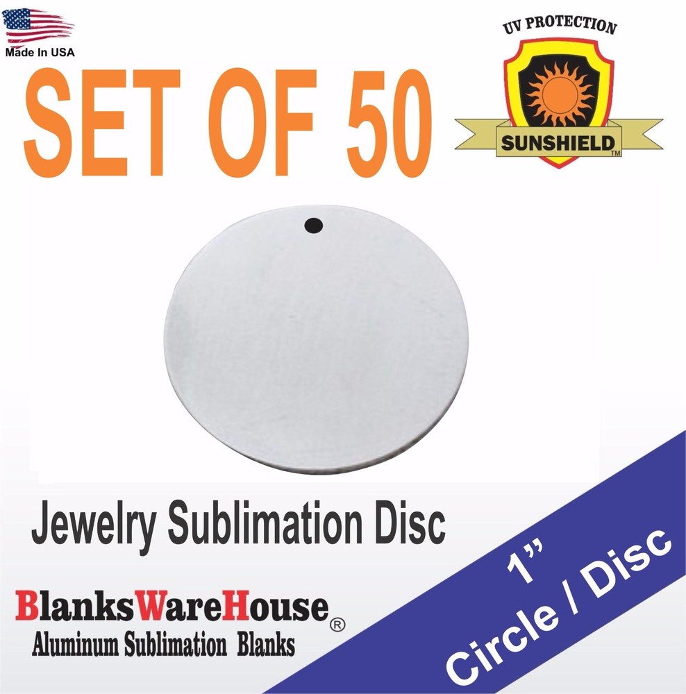 50 Pieces 1″ Circle, SUBLIMATION BLANKS – Jewelry making supply, .032 WITH HOLE