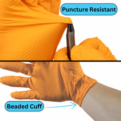 Wolverine Orange Nitrile Gloves, 8 Mil, Raised Diamond Texture 1000 Pcs Medium