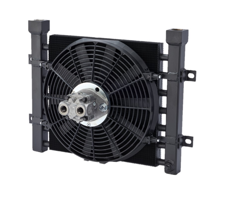 Hyd Oil Cooler DF Series 3.5-27 GPM 16.12 L x 19.25 W x 5.51 H 1 NPT 12VDC 12.5A