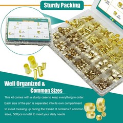 Dekiphox 500Pcs Brass Compression Sleeves Ferrules Inserts Kit 1/2 3/8 5/16 1/4