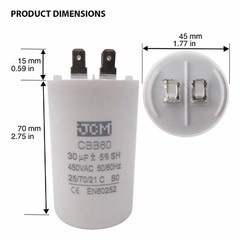 30UF 450VAC Motor Run Capacitor 450V AC CBB60 30 UF Round White 50/60HZ Cap