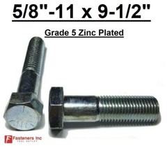 5/8-11 x 9-1/2″ Hex Bolt Zinc Plated Grade 5 Cap Screw Coarse Partial Thread