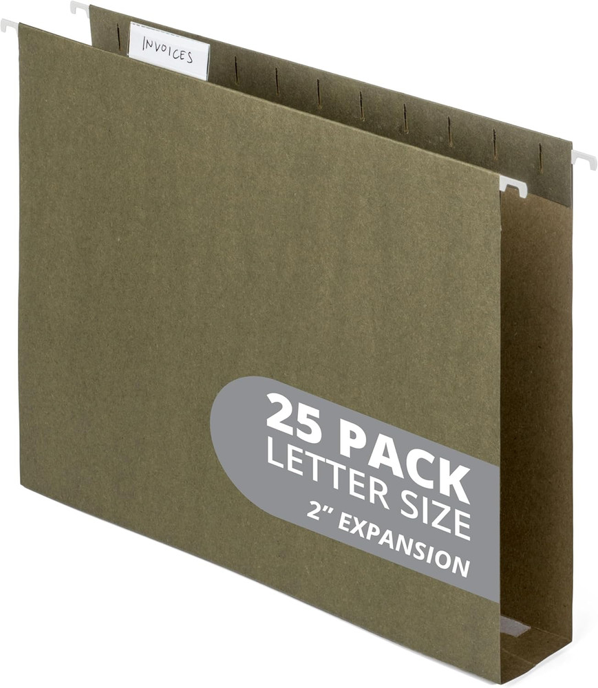 Blue Summit Supplies 25 Pack Extra Capacity Hanging File Folders Letter Size, Ex