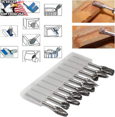 1/4” Double Cut Tungsten Steel Carbide Rotary Burr Die Grinder Shank Bit Set US