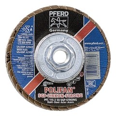 POLIFAN Flap Disc, 4-1/2 in dia, 50 Grit, 5/8 in – 11 Thread, 13300 RPM, Type 29