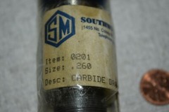 S&M Southwick & Meister 0201 Carbide Draw Bushing Collet Size .260