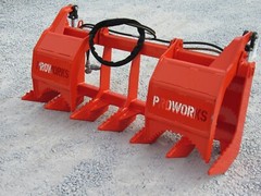 60″ Dual Tine Root Rake Clam Grapple Attachment Fits Universal Quick Attach