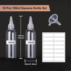 10Pcs Squeezy Condiment Bottles 100ml Plastic Squeezy Sauce Bottles with Nozzles