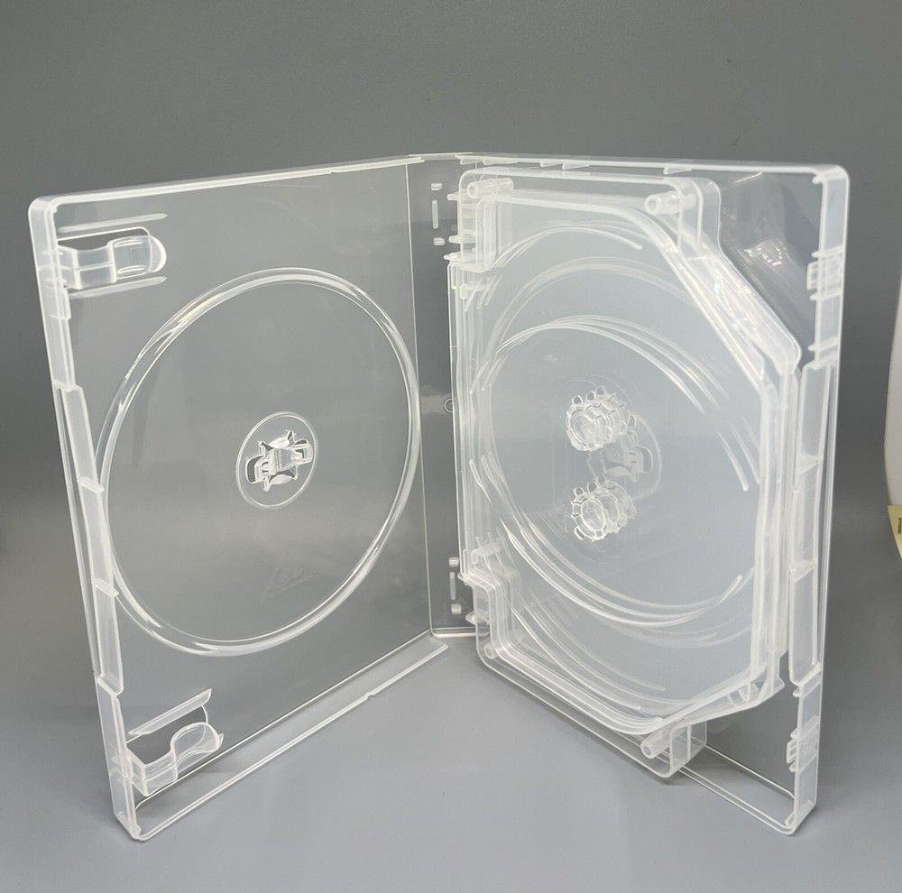 2 PCS NEW HIGH QUALITY 27MM MULTI-8 DISC DVD CASE, M-LOCK HUB, CLEAR, DB27-8C