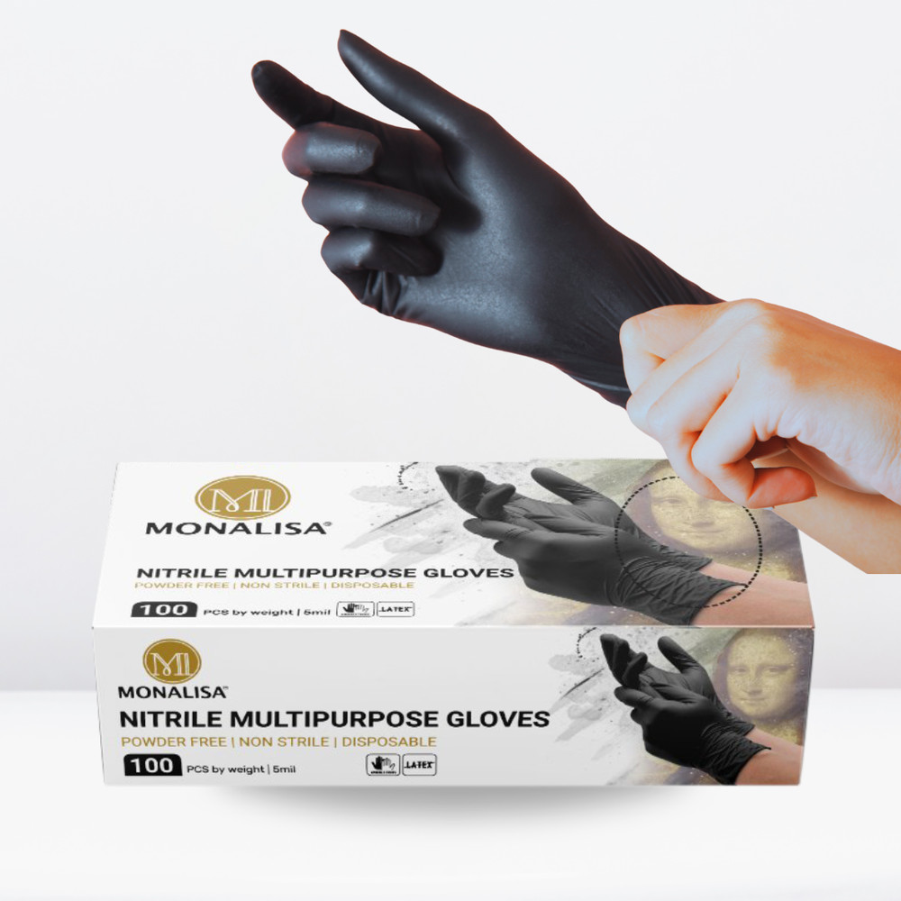 MONALISA™ Black Nitrile Gloves | 5mil Exam Gloves | Powder Free Gloves