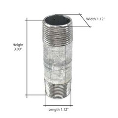 Thrifco 5220005 1/2 Inch x 3 Inch Galvanized Steel Nipple