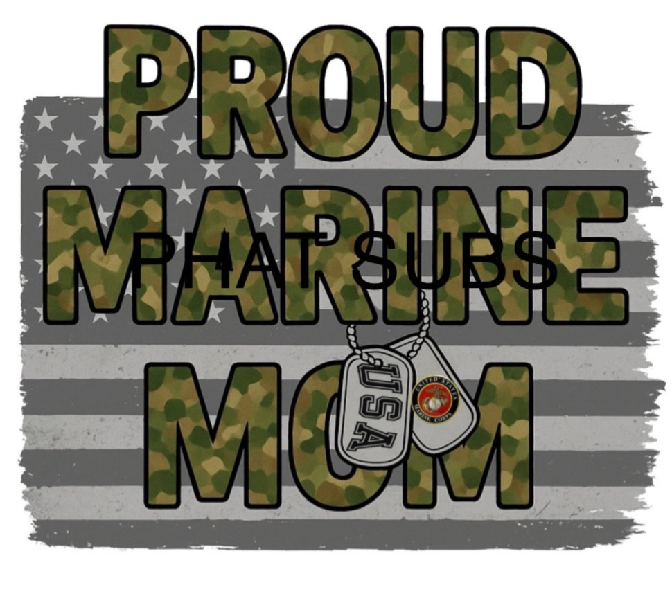 Sublimation Print Proud Marine Mom Ready To Press Heat Transfer