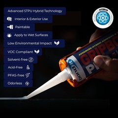 Gripbond PRO: Paintable Waterproof Hybrid Sealant & Adhesive – Multi-Surface Use