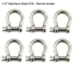 1/4″ Stainless Steel D-Ring Shackle Heavy Duty Screw Pin Anchor Shackle