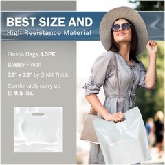 100 Pack 22″ x 22″ with 2 mil Thick Extra Large White Merchandise Plastic Bags