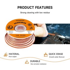 TOWOT Solder Wick Braid with Flux No-Clean Electronic, Desoldering Wick Braid R