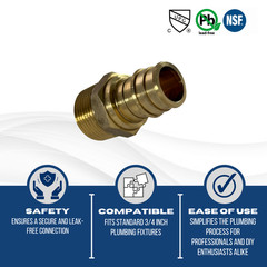 25 PCS 3/4″ PEX A X 3/4″ MALE NPT EXPANSION ADAPTER, 3/4 PEX A MALE ADAPTET