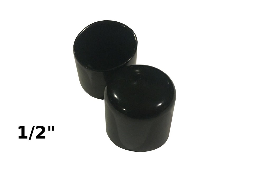 1/2″ .50 inch Round Black Vinyl Plastic Tube Tip End Cap (2,4,10,20,50,100)