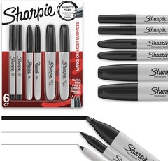 Sharpie Permanent Markers 6 Count Variety Pack Fine Ultra Fine Chisel Tip Black