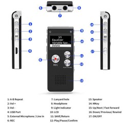 Digital Voice Recorder Dictaphone Mp3 Mini Pocket Audio Recorder Mic Lecture US