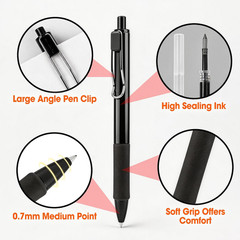 100 Pack Gel Pens, Black Ink Pen Bulk, Retractable Medium Point 0.7Mm, Smooth Wr